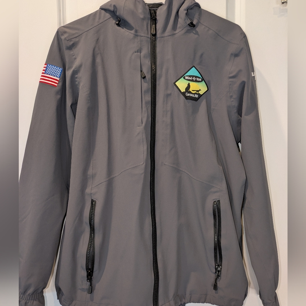 Eddie Bauer WeatherEdge Plus Jacket Large Gray Hooded Windbreaker Wind 1041